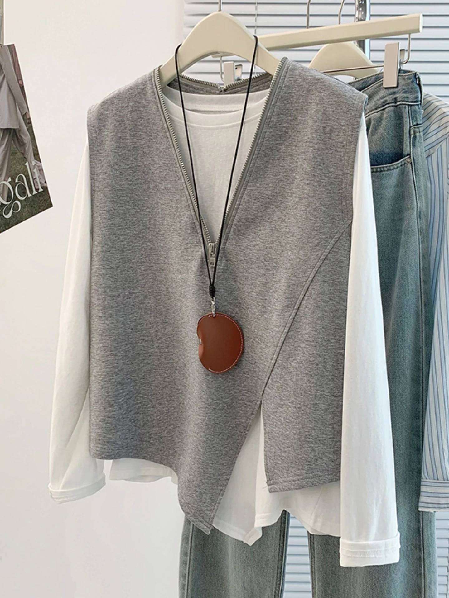Spring Autumn Women's plus Size Vest Tank Top Bottoming Shirt Asymmetric Two-Piece Set Casual Comfortable Breathable