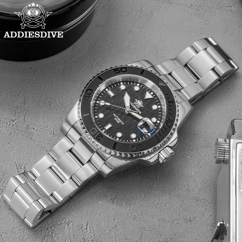 

ADDIESDIVE AD2087 Dive Mens Mechanical Watches Stainless Steel AR Coated Automatic Watch Sapphire Sports Wristwatch Reloj Hombre