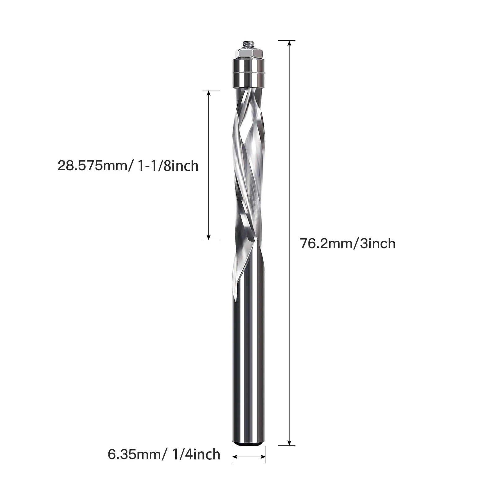 HUHAO Flush Trim Spiral Router Bit 1/4 Inch Shank Carbide Bearing Guided Two Flute Trim Woodworking Milling Cutters End Mill