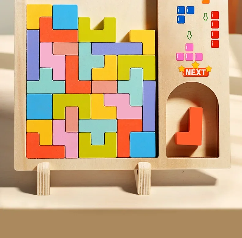 3D Colorful Building Blocks Puzzle Game Children Tangram Intelligence Early Education Montessori Educational Tabletop Games