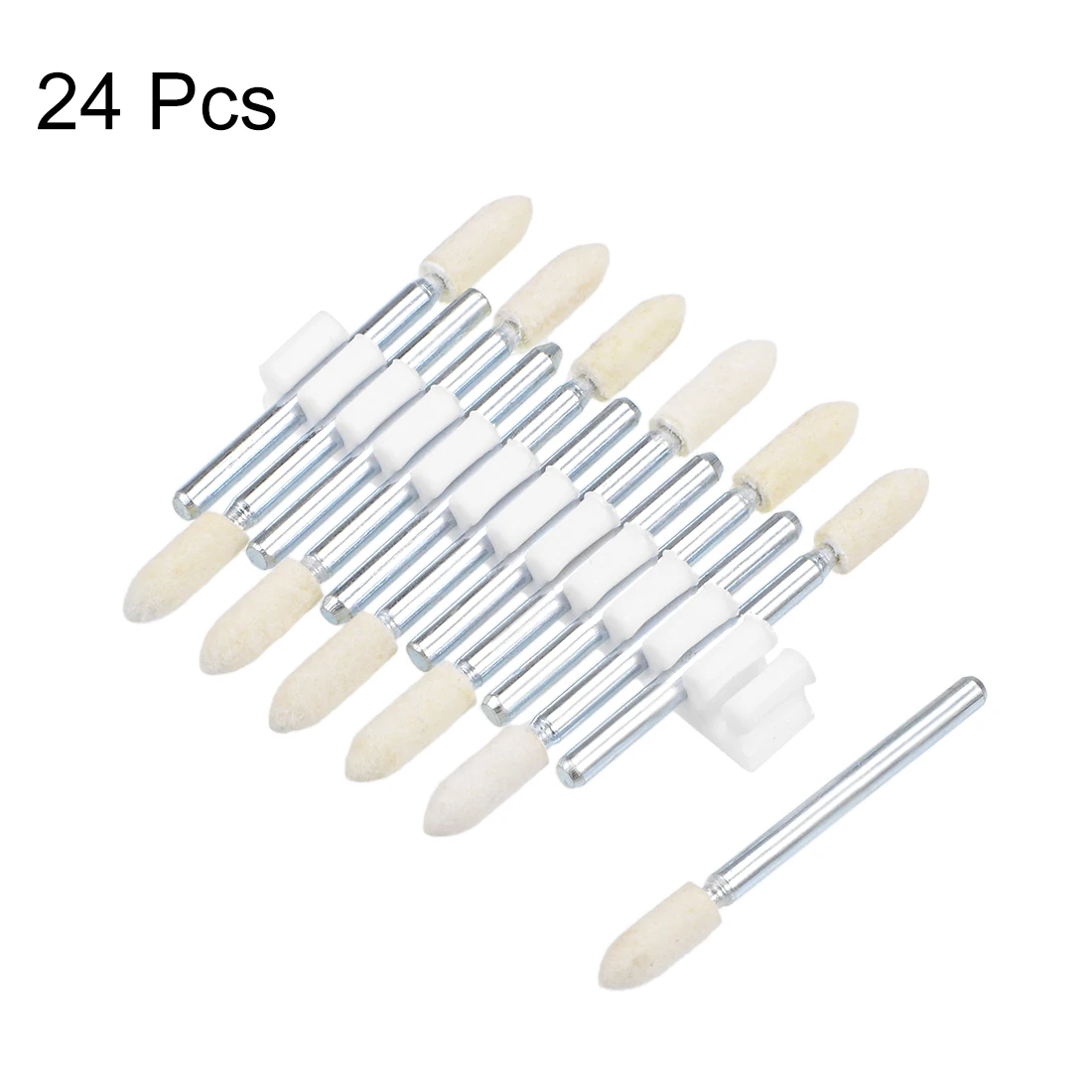 24 Buah 4Mm Wol Merasa Dipasang Titik Meruncing Poles Bit Burr Roda Pengilap dengan 1/8 "Batang