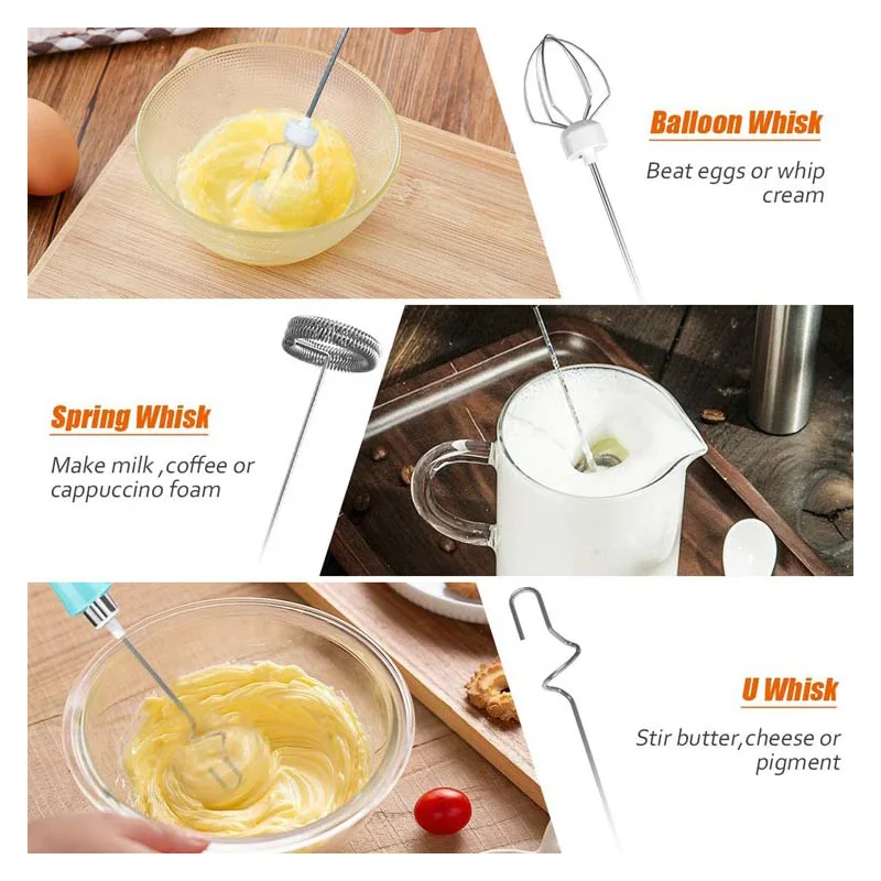 3 In 1 Wireless Milk Frother Handheld Foam Maker for Lattes Coffee Whisk Mixer Foamer for Cappuccino Frappe Matcha Frothing Wand