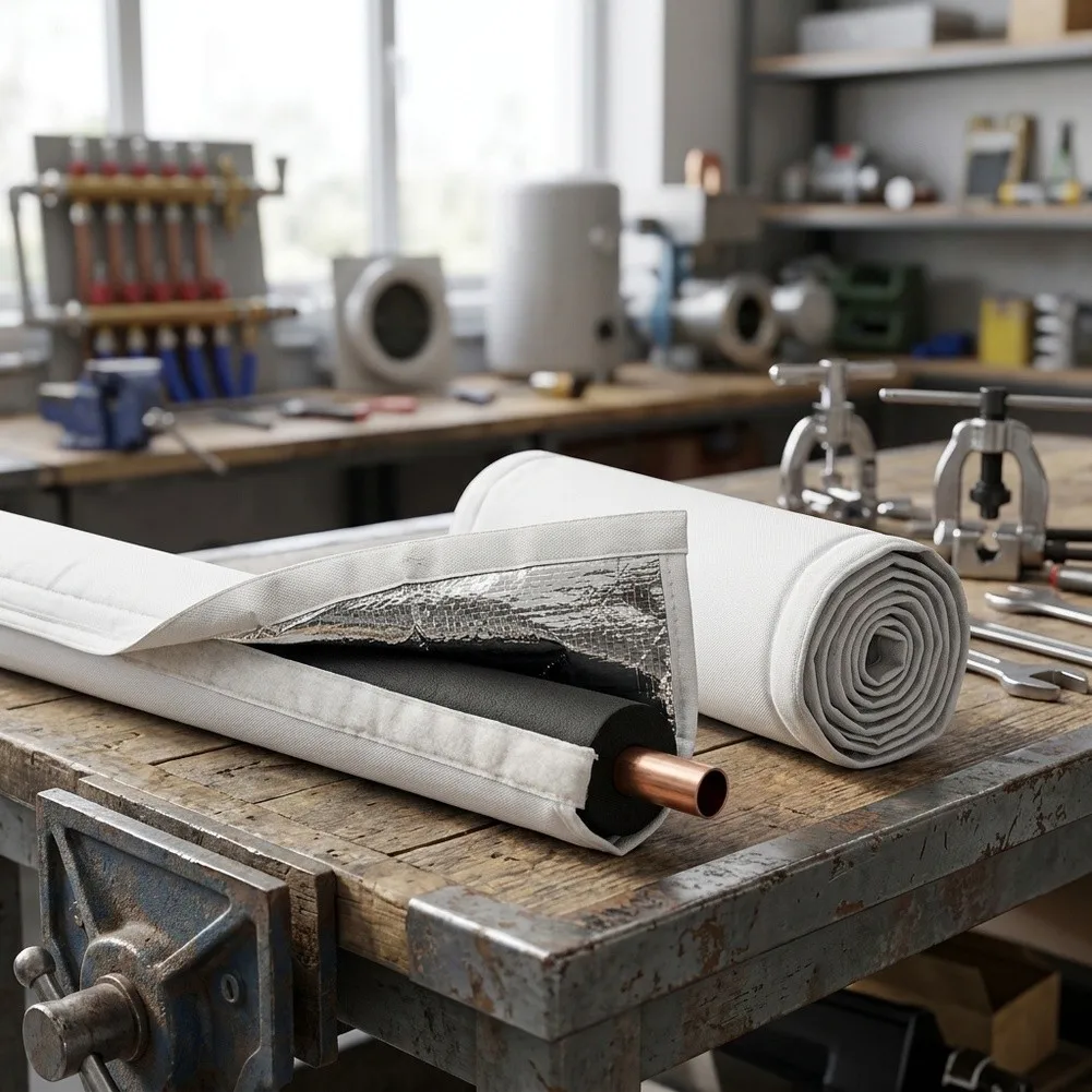 Triple Layer HVAC Pipe Insulation Sleeve with Aluminum Foil Inner Layer for Thermal Retention 180 x 25 cm Outdoor Use