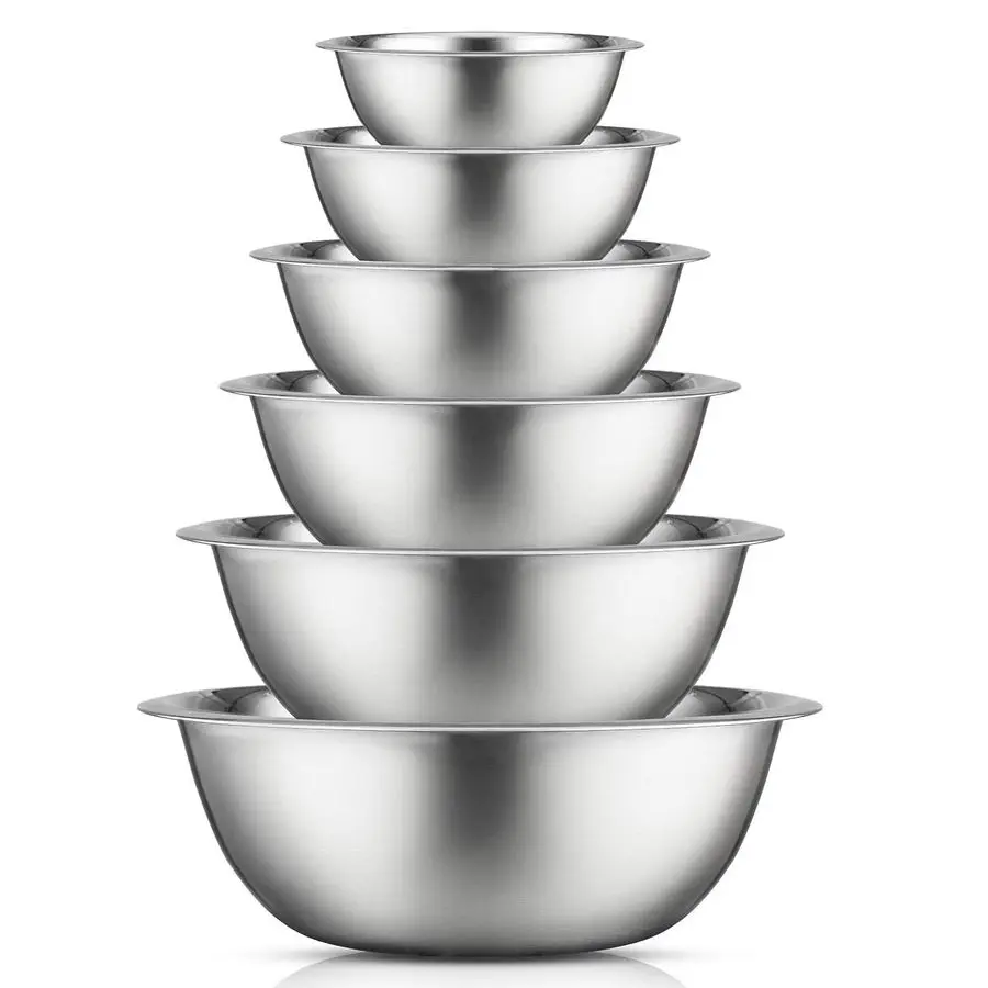 

Набор мисок из нержавеющей стали, 6 предметов, 5qt - 0.5qt, идеально подходят для кухни, приготовления пищи, выпечки и хранения