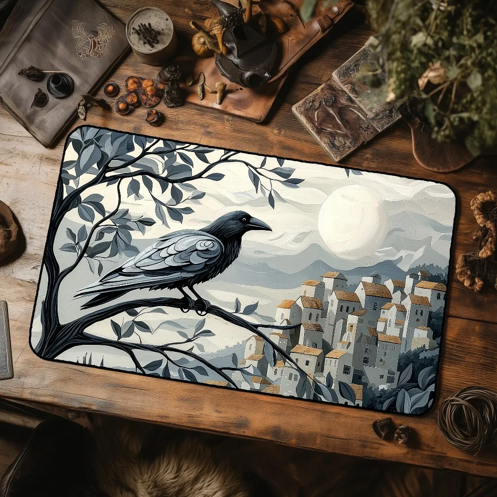 Whispering Raven Watch - TCG Playmat Raven Gaming Play Mat for DND - Gift for Wife Gift for Gamer Desk Pad desk accessories