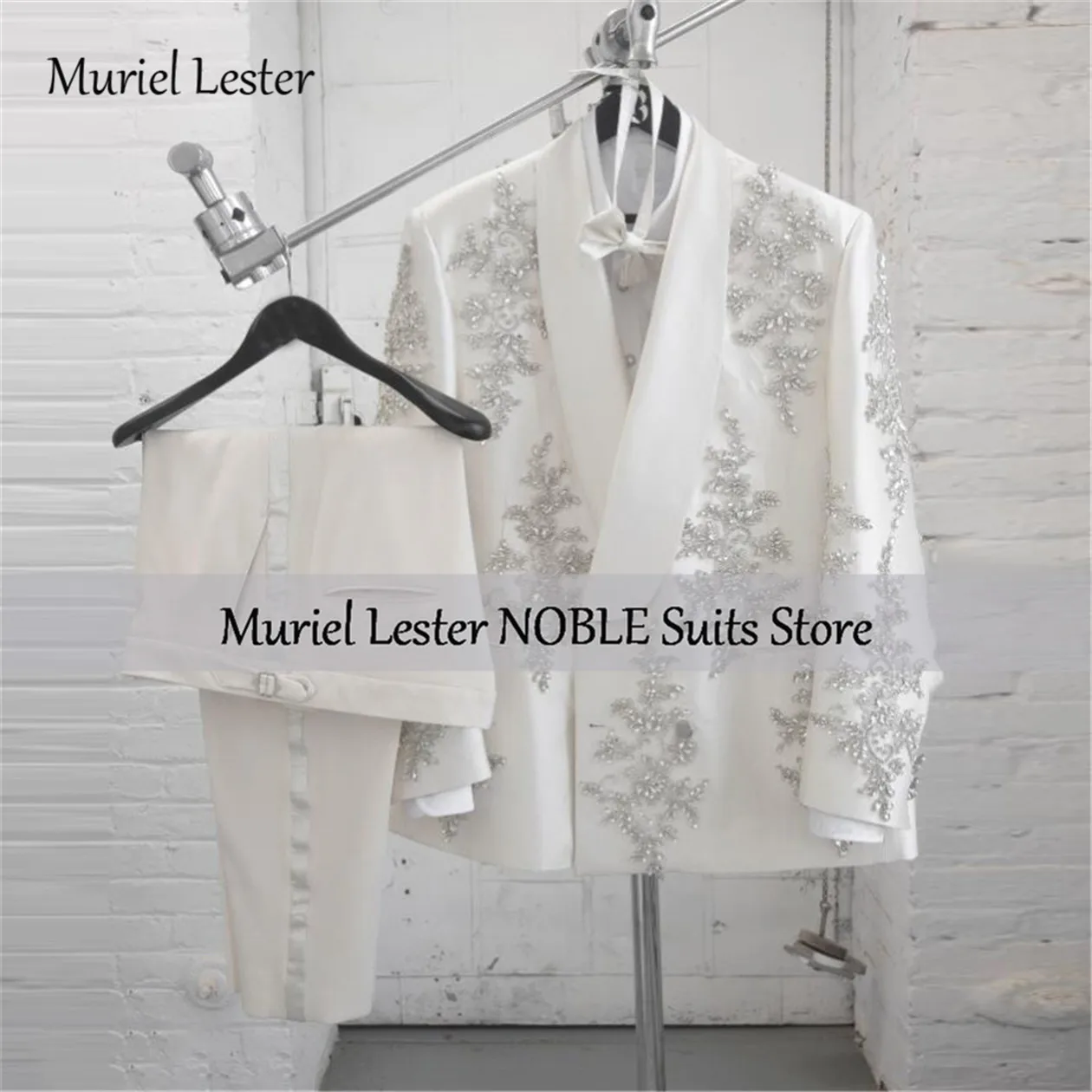 

Sparkly Rhinestones Beaded Suits Men For Wedding Single Breasted Blazers Customized Double Breasted
