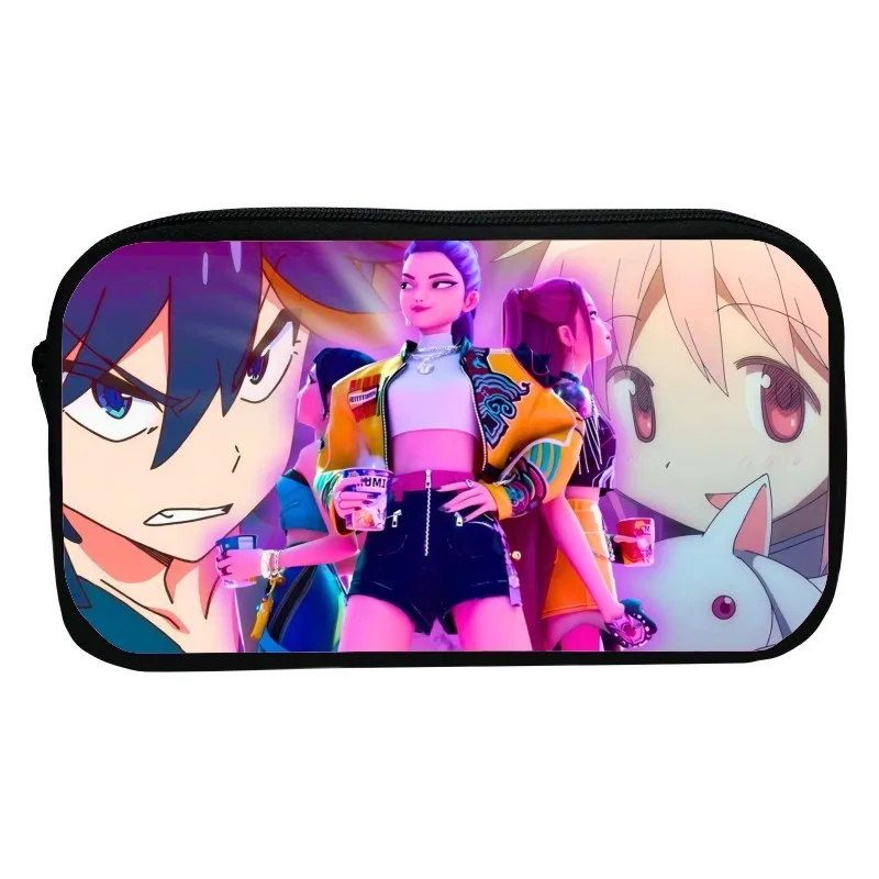 

k pop demon hunters Student Pencil Case Large Cloth Bag For Office School Pen Bag Cartoon Demon Pencil Box Pen Holder Case