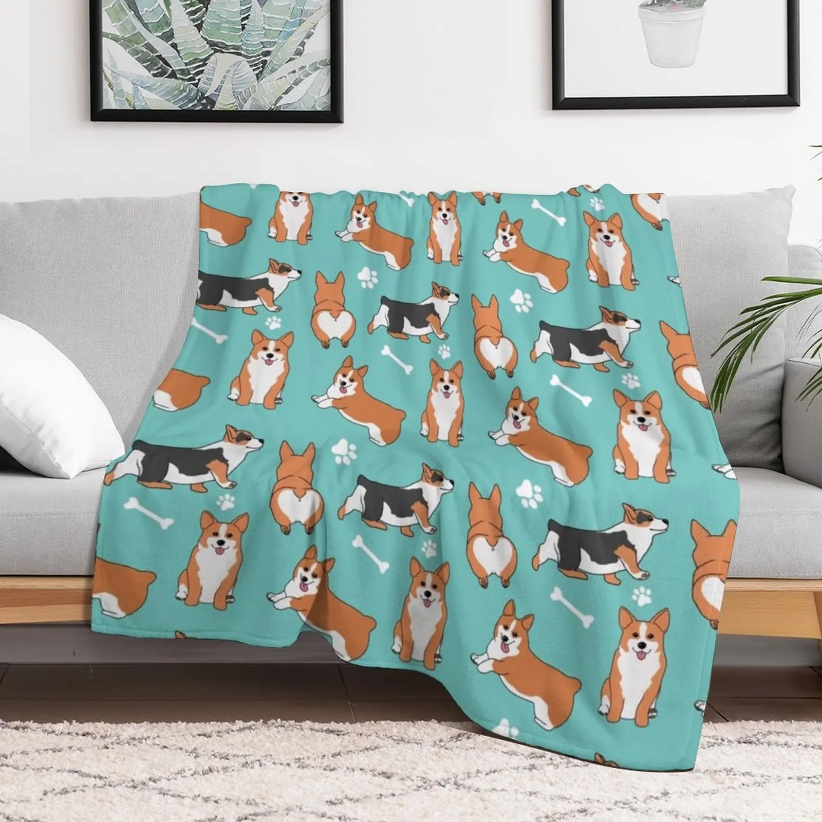 

Corgi Pattern Throw Blanket Decorative Beds For Baby Travel Blankets