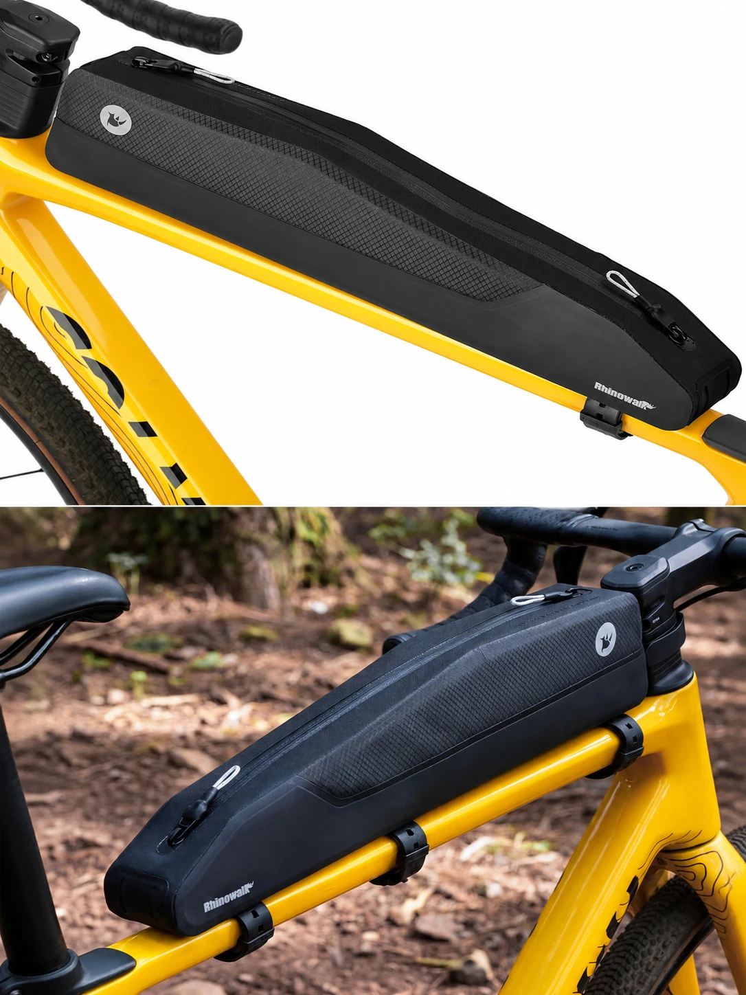 Rhinowalk Bike Top Tube Bag 2L Bicycle Frame Bag Waterproof MTB Gravel Road Bike Storage Pack TPU Cycling Phone Bag Bikepacking