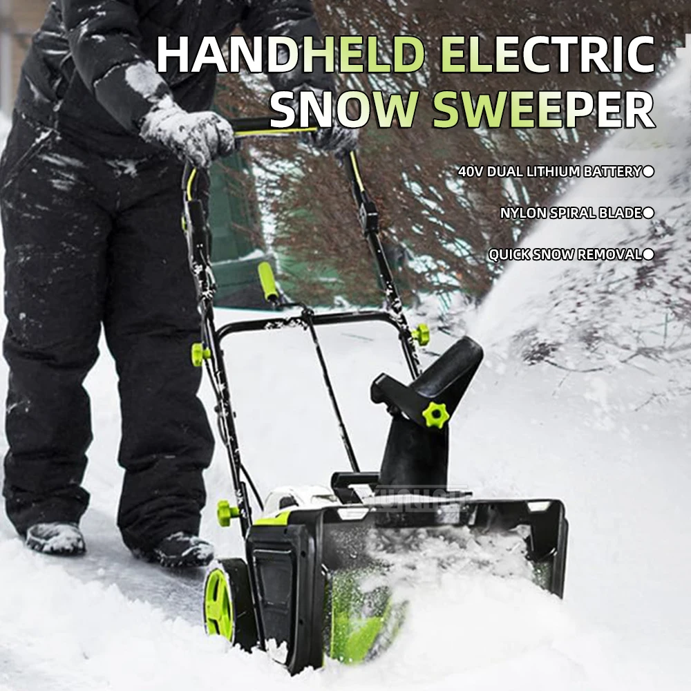 Electric wireless hand push snow sweeper, small snow removal equipment, road snow shovel, household snow removal machine