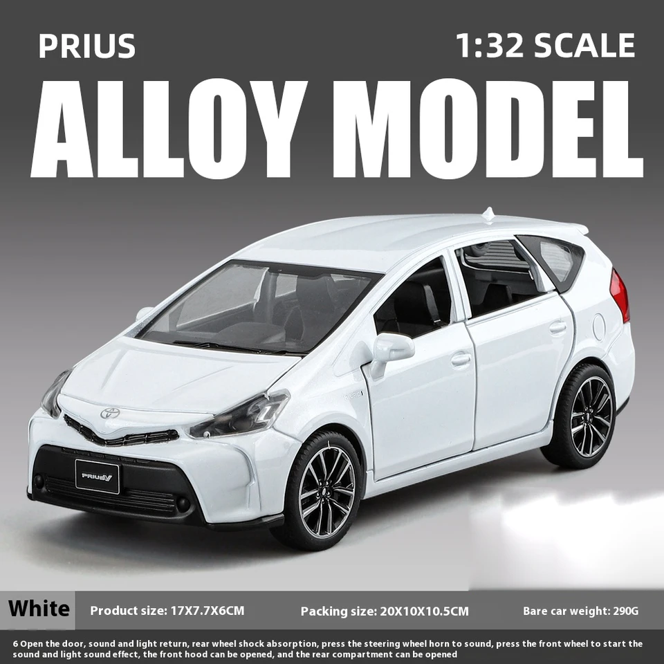 1:32 Toyota Prius Diecast Metal Car Model Toy