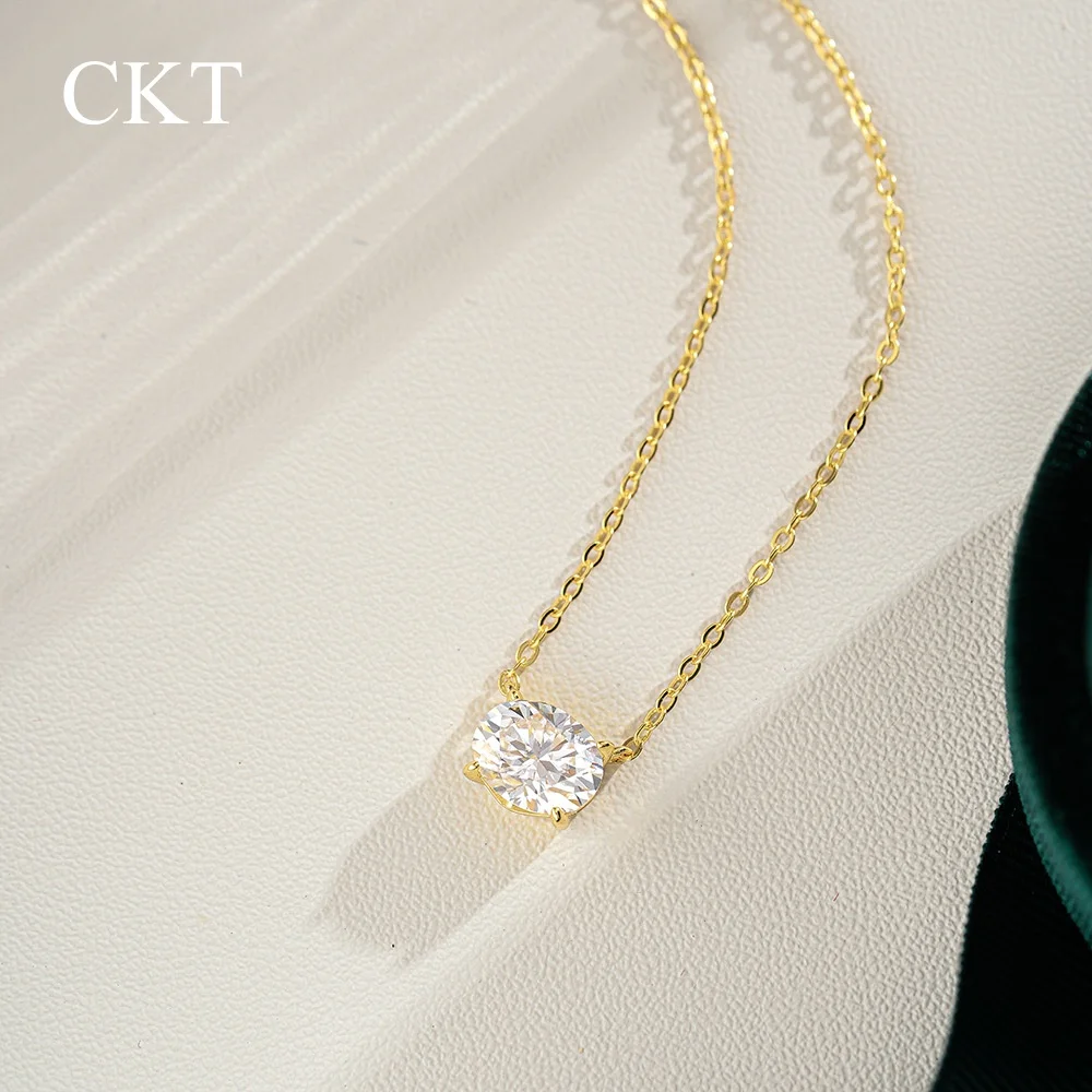 

CKT Oval Egg-shaped Pendant for Women 14K Gold 2ct Diamond Moissanite Necklace Wedding Fine Jewelry Gift