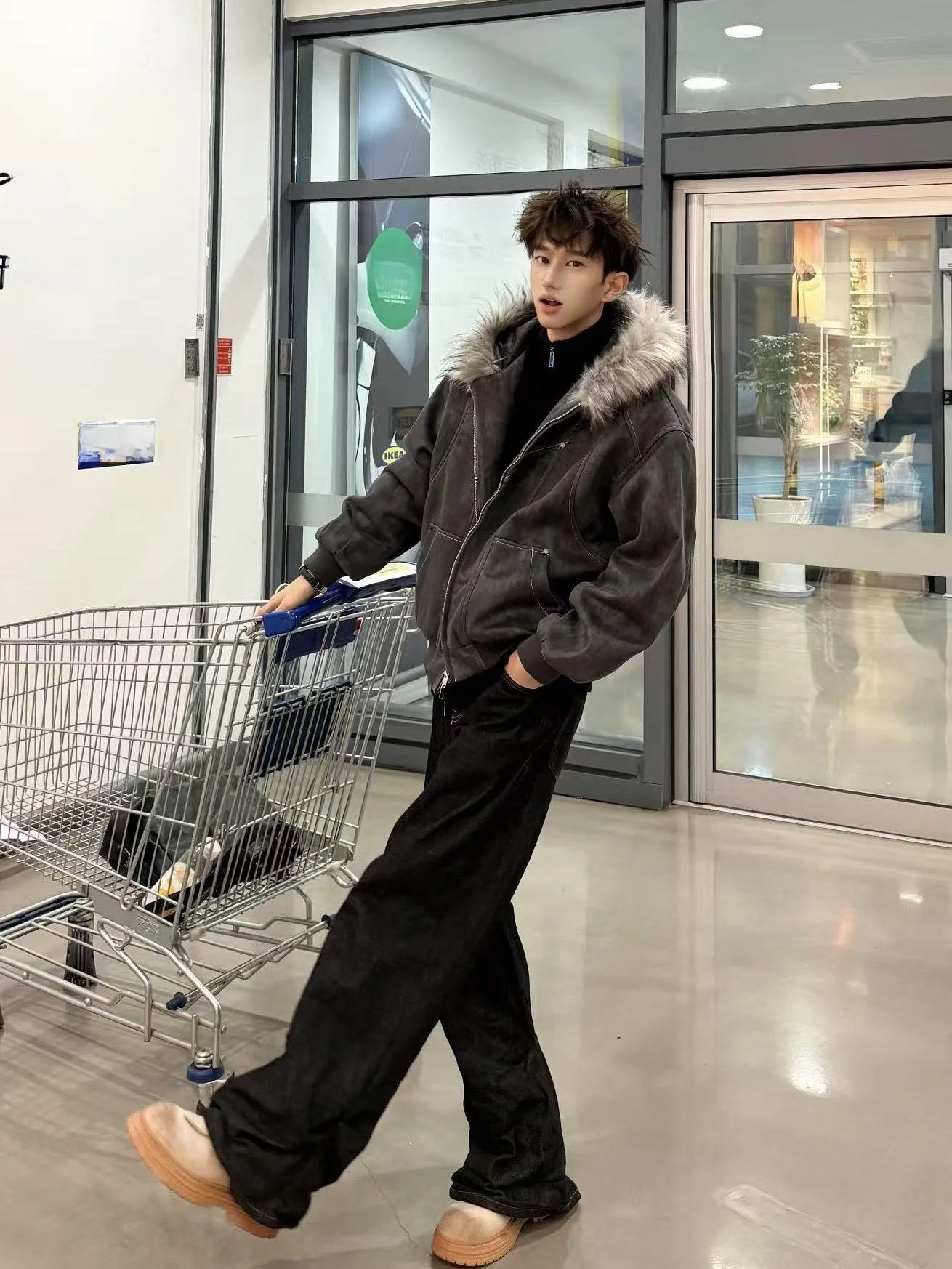 

Утепленная флисовая куртка с капюшоном в американском стиле, зимнее пальто, модная верхняя одежда для подростков, на молнии, цветная