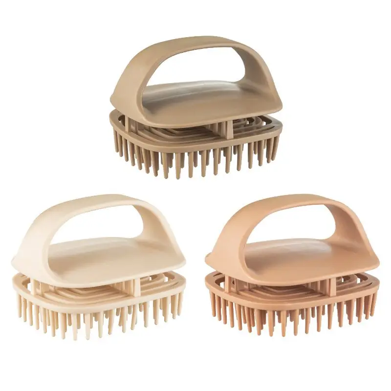 TPE Soft Bristle Scalp Massage Shampoo Brush, Ring Handle Handheld Wet Dry Dual Use Scalp Exfoliator for Deep Hair Cleaning