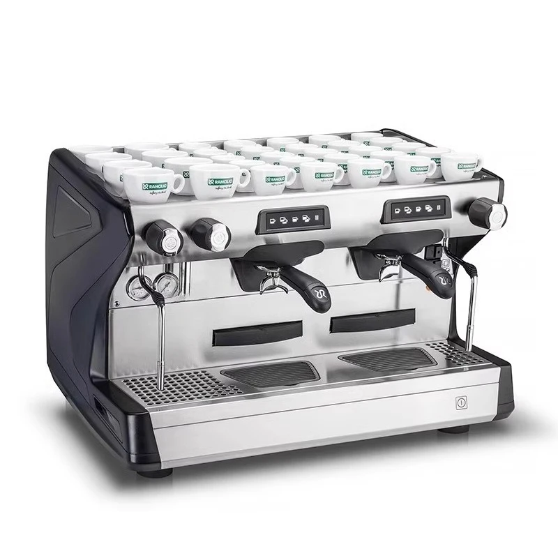 Máquina de café semiautomática comercial controlada eletronicamente de cabeça dupla