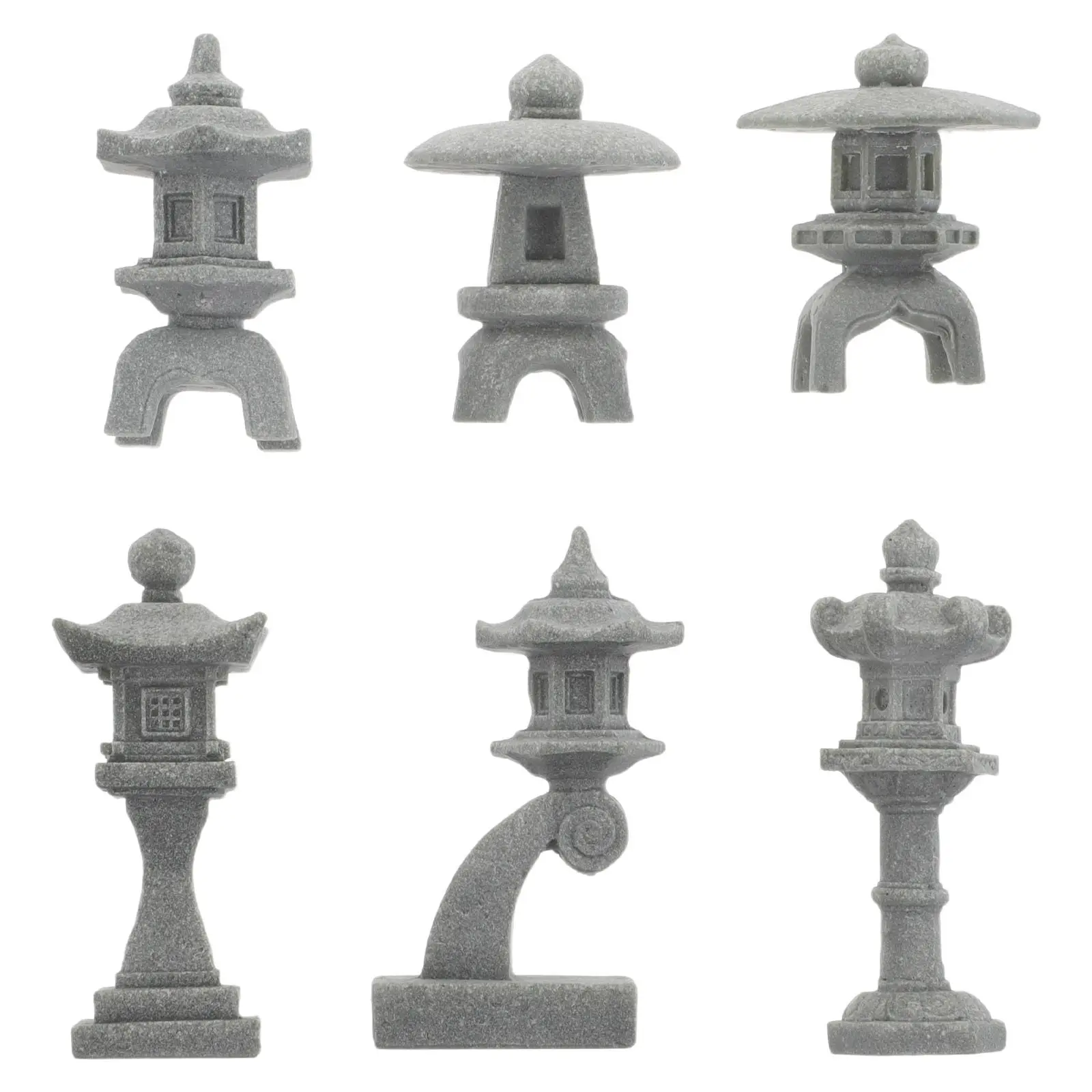 6Pcs Water Aquarium Decorations Miniature Japanese Lantern Pagoda Garden Zen Bonsai Landscape Accessories Mini Pagoda Statue