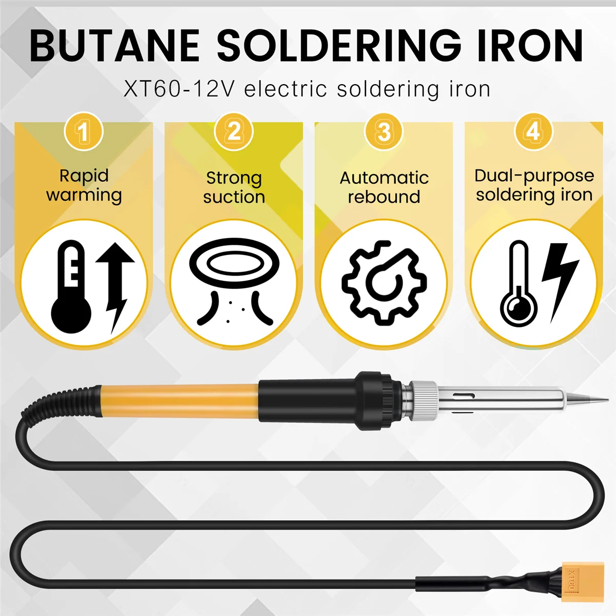 

Portable Soldering Iron - Xt60 Connector - Use With 3S 12V Lipo Battery - Perfect For Drones Rc Equipment, Electronics Repair CX