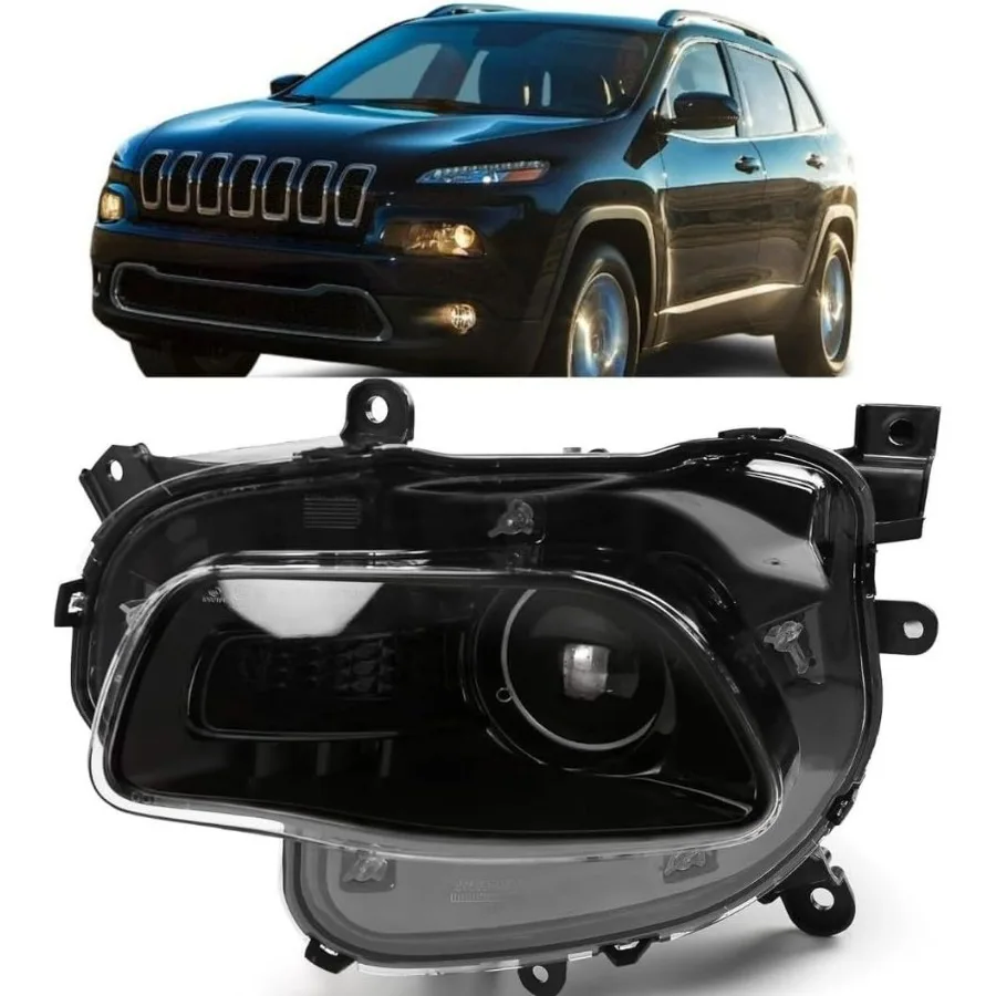 

Фара, совместимая с Jeep Cherokee 2014-2018 гг., левая сторона водителя, светодиодная черная, высокая производительность, яркость