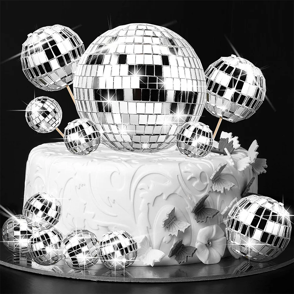 Disco Ball Cake Decoration 70's Disco Cake Decor Disco Ball Topper Disco Ball Dance Birthday Party Supplies 70s Party Decortion