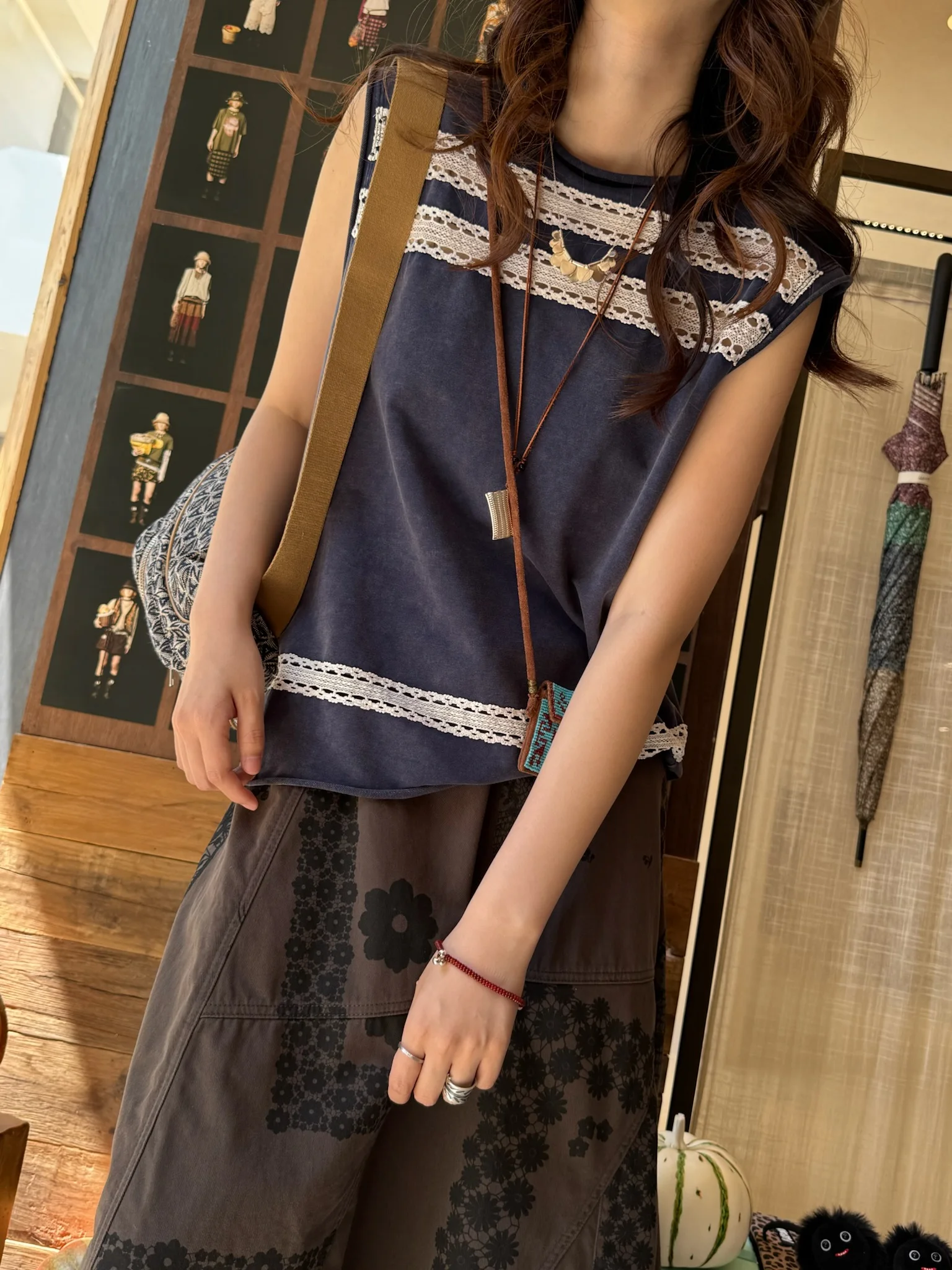 

Женский топ Aubruino: кружевной, в стиле пэчворк, винтажный, свободный, из смесового хлопка, средней длины, для весны и лета, повседневный