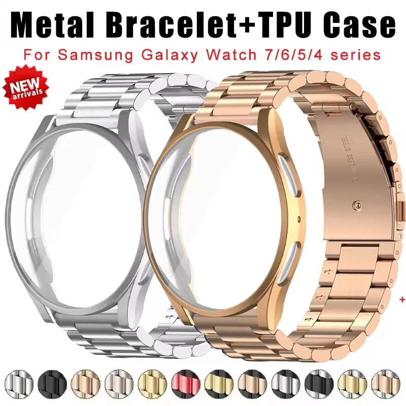 

Metal Band+TPU Case for Samsung Galaxy Watch 7 6 5 4 40mm 44mm Stainless Steel Bracelet Watch 6/4Classic 43/47mm 46mm 42mm 2027