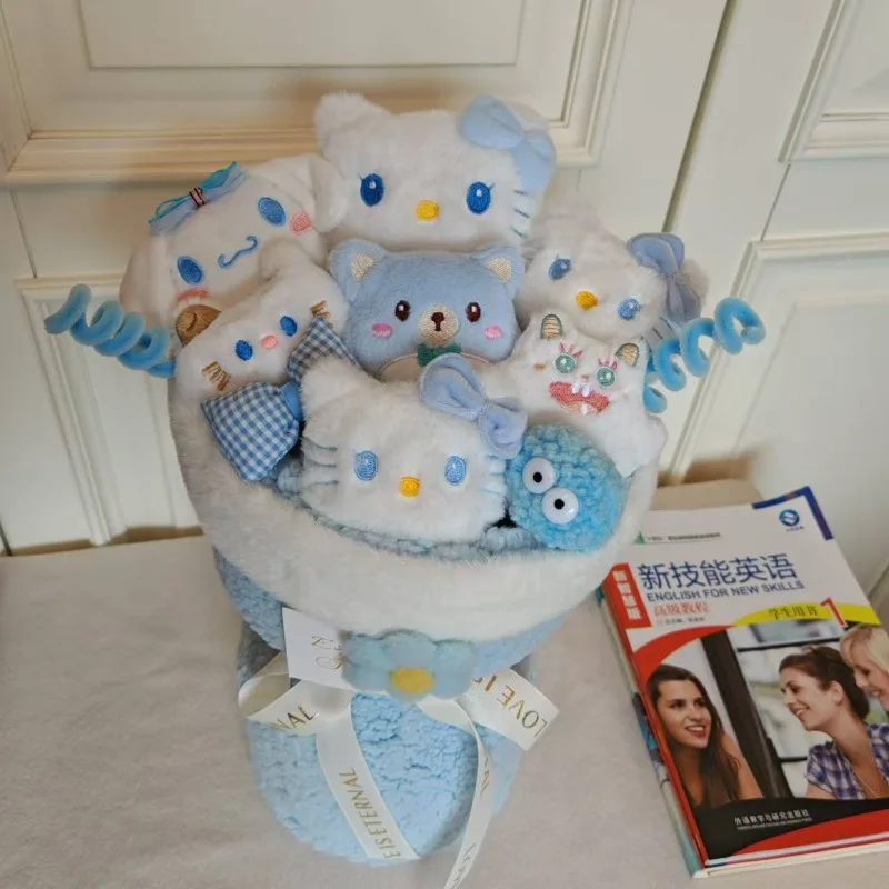 Kawaii سينامورول مرحبا كيتي بلدي ميلودي سانريو الطلاب لطيف الكرتون الدمى باقة ألعاب من نسيج مخملي غرفة الديكور هدية للأطفال
