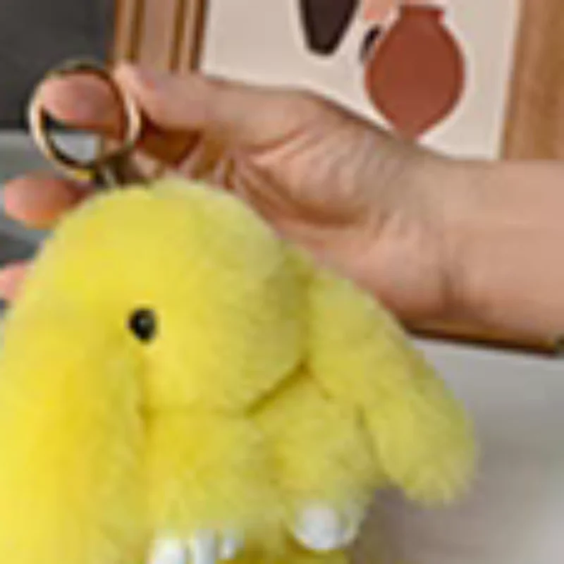 15cm 토끼털 키체인 여성 가방 자동차 키 체인 펜던트 장식품 가방 액세서리 선물