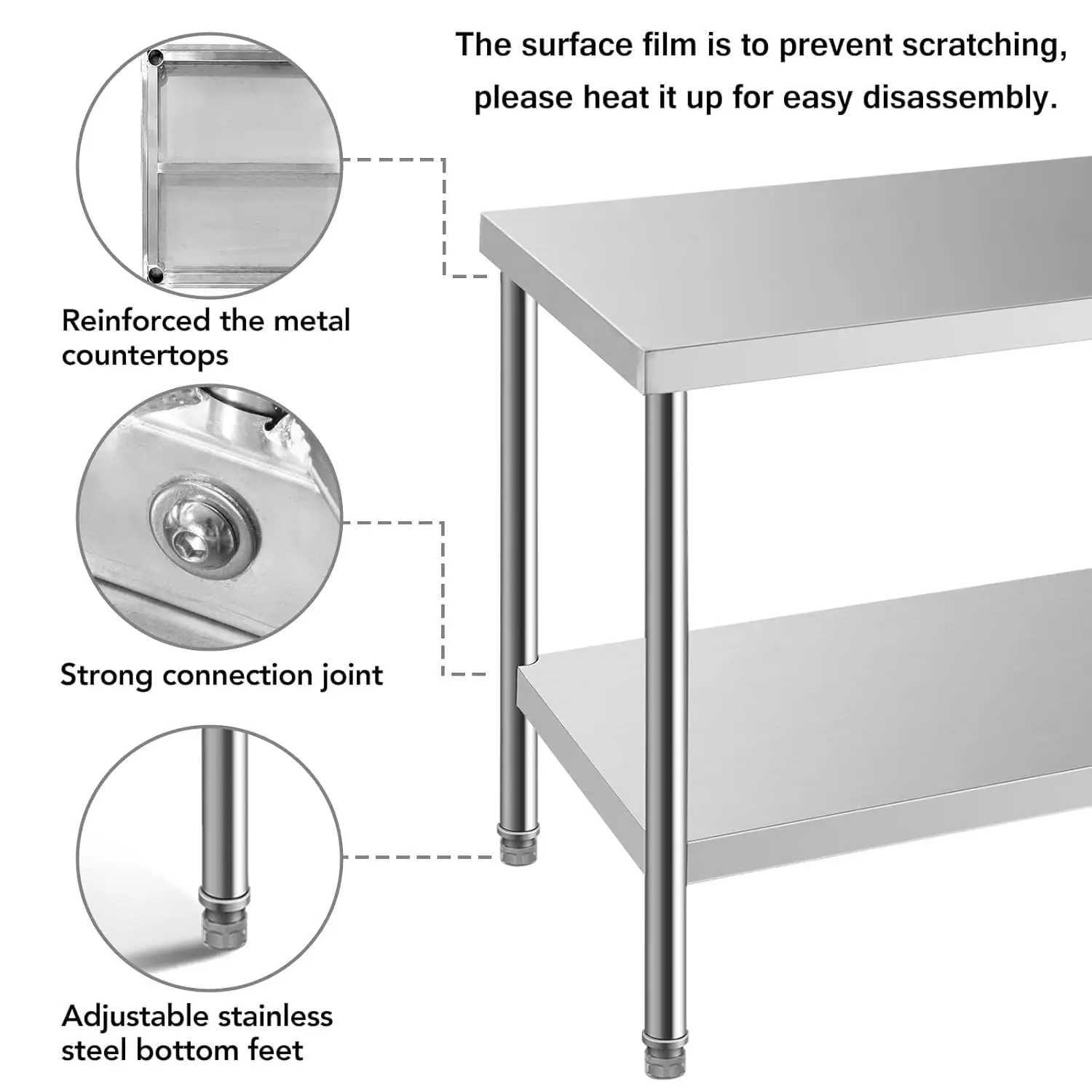 Nsf Stainless Steel Table For Prep & Work 36 X 24 Inches,Commercial Heavy Duty Food Prep Worktable With Undershelf For