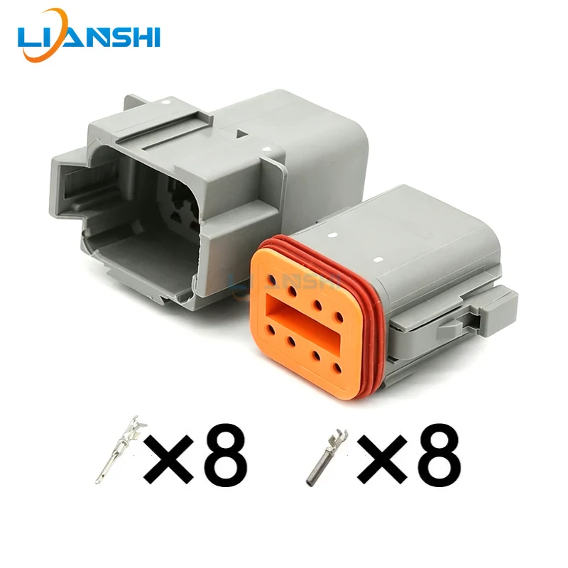 1Set 8Pin DT06-8S DT04-8P Deutsch DT Waterproof Connector Kit w/Terminals For Car Headlight Mod Plug Socket IP68 Harness KitSets