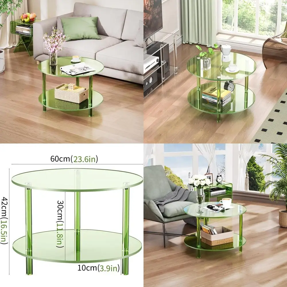 

Compact Green Modern Round Coffee Table for Living Spaces