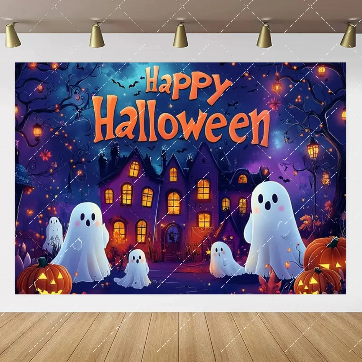 Halloween Day Shadows Photography Background Jack-o-lanterns Ghosts Wander And Spooky Tales Awaken Photo Studio Backdrops BH-01
