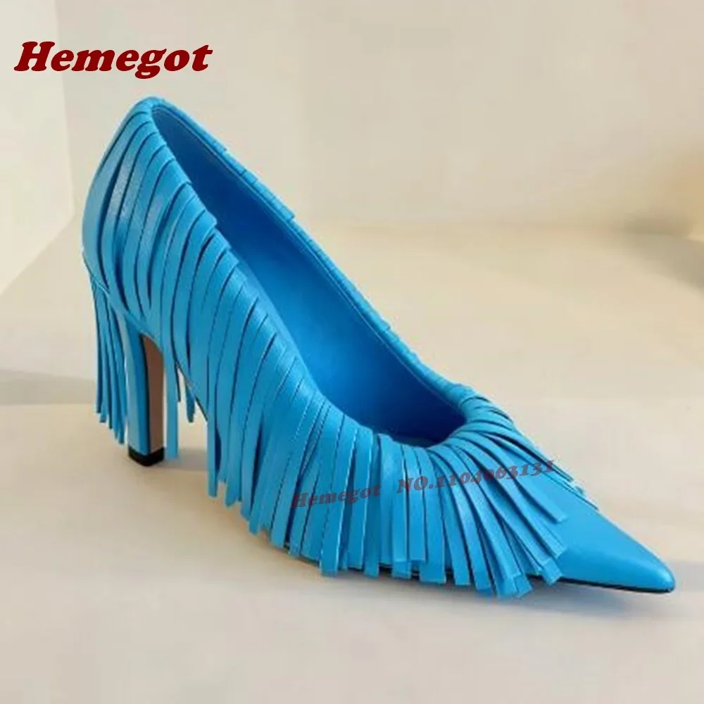 Quasten-Stiletto-Absätze Damen-Pumps Fransen Spitze Zehe Glänzende Leder-Pumps Luxus-Partyschuhe 2026 Neue Sommer-Runway-Kollektion