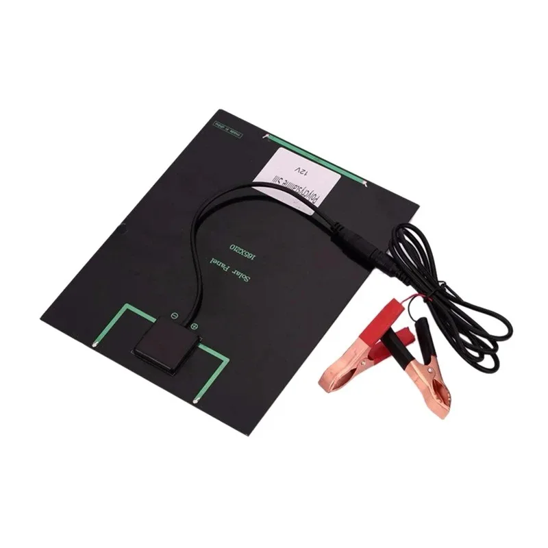 9-12V 자동차 보트 RV 배터리 충전 210*165*3MM에 대 한 배터리 클립과 5.5W 12V 태양 전지 패널 충전기