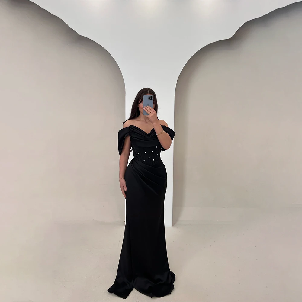 

Evening Dresses Sweeth Neck Sleeveless Mermaid Dress Pleated Appliques Prom Dresses Formal Cocktail Gowns فساتين سهرة