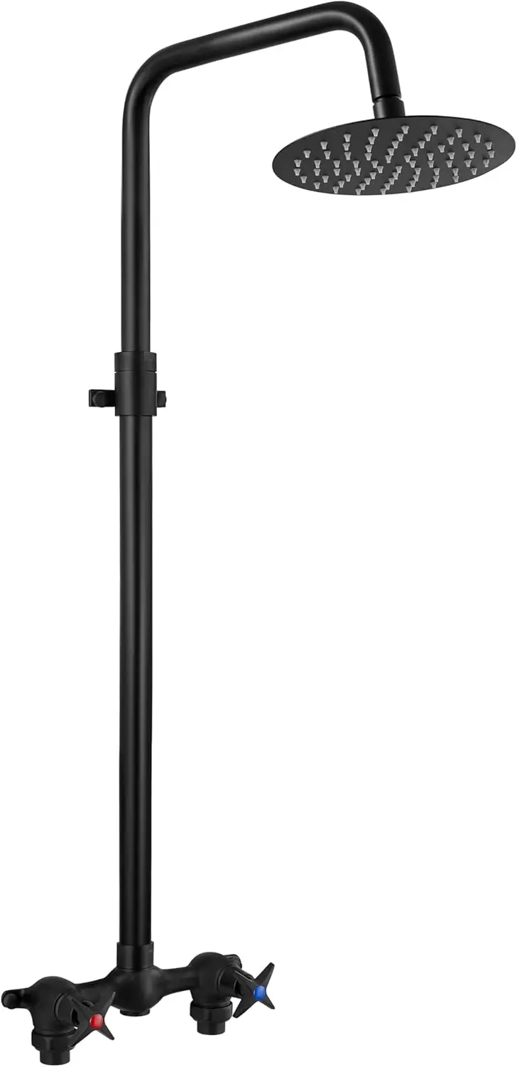 

Комплект уличного душа с двумя ручками и 8-дюймовой лейкой, регулируемая высота, матовый черный цвет