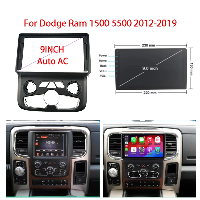 7/9 inch Car Radio frame for Dodge Ram 1500 5500 2012-2019 Stereo GPS Fascia bezel Panel