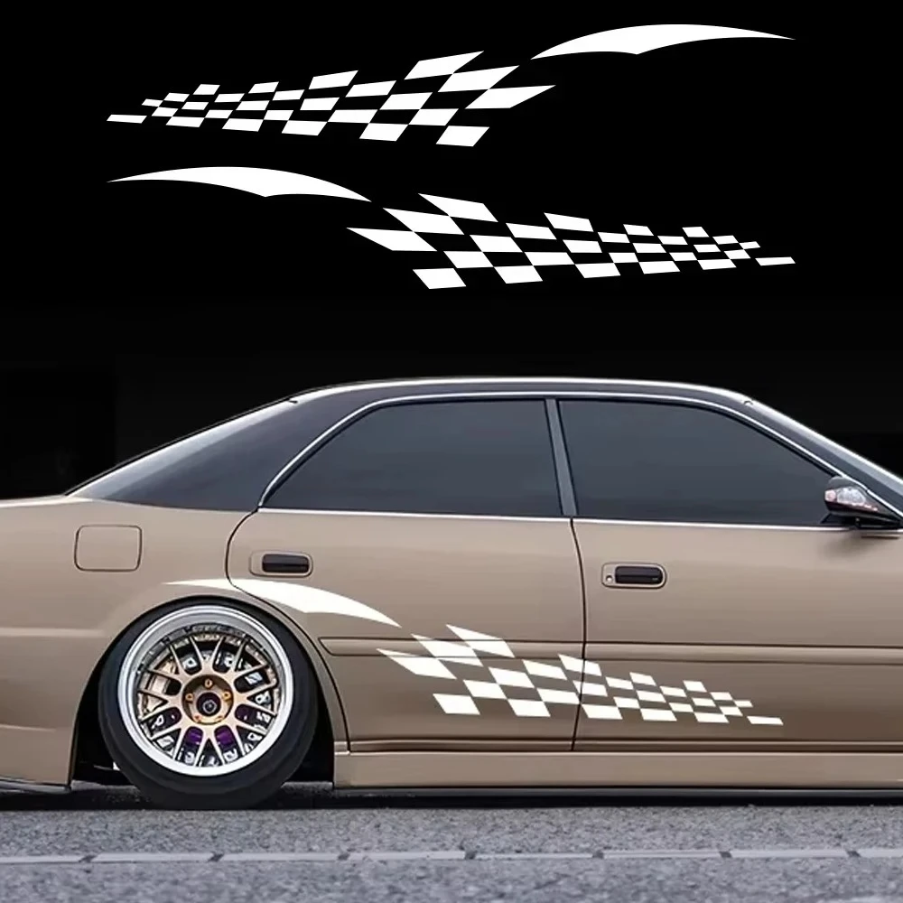 Car Door Side Stickers Scratches Lattices Racing Sport Style Decor Vinyl Decals Auto Body Tuning Dcoration Decals Accessories