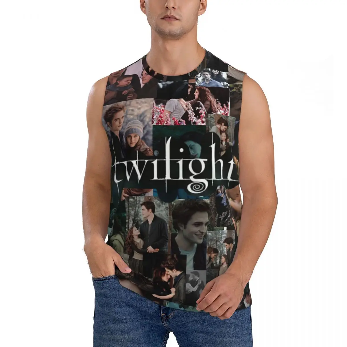 Edward Cullen Twilight Men Sleeveless Tank Tops Quick Dry Breathable Gym Fitness Running Summer Casual Sport Vest