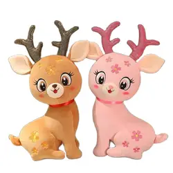 30cm niedlichen Rehkitz Plüsch tier Sika hirsch Santa Claus Mount große Augen Blumen stickerei Tier senden Kinder geburtstag Weihnachts geschenk