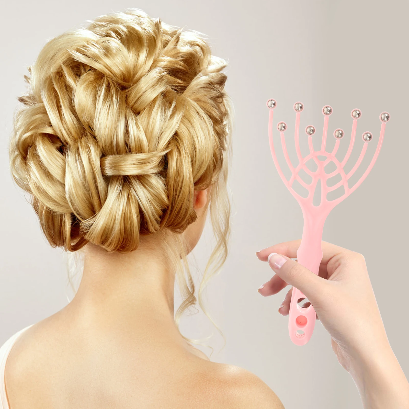 

Head Massager Scalp Tools for Hair Handheld Massger Comb Scratcher Steel Ball Manual Massagers