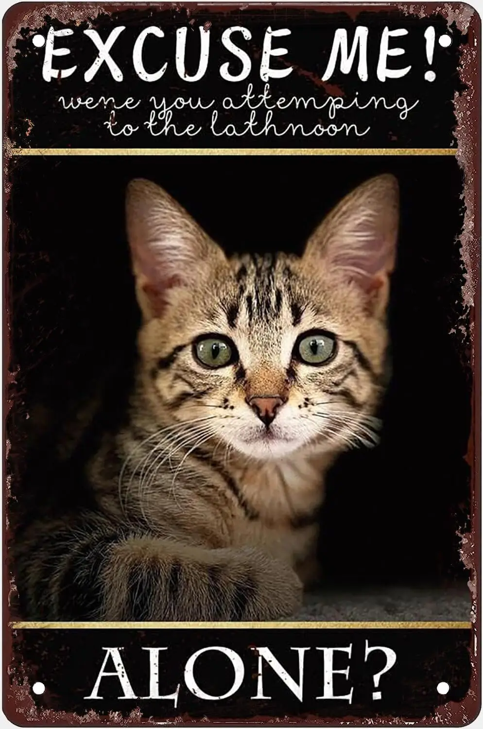 p1、猫のバスルームメタルサインと装飾、ホームファニーランローンエクスキューズミーバスルーム装飾メタルブリキサイン壁装飾ギフト女性男性用