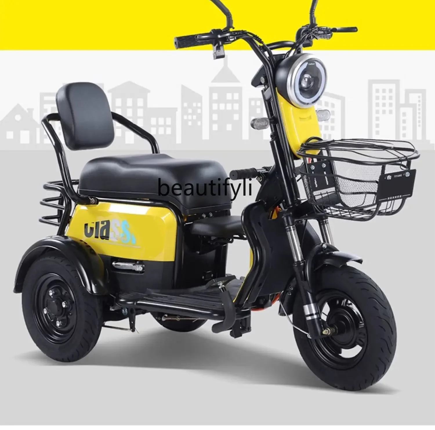 New electric vehicle scooter pick up small women's parent-child three-person battery car