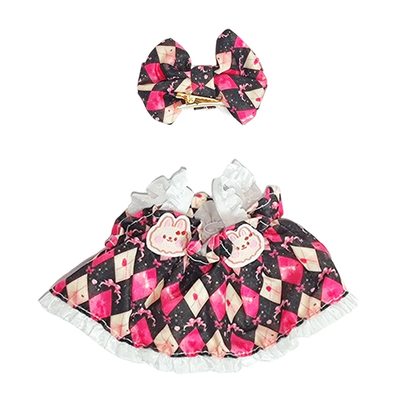 For 15/17cm Labubu Idol Doll luxury clothes Outfit black Dress Set Labubu V1V2 Mini DIY doll clothing bag shoes accessories