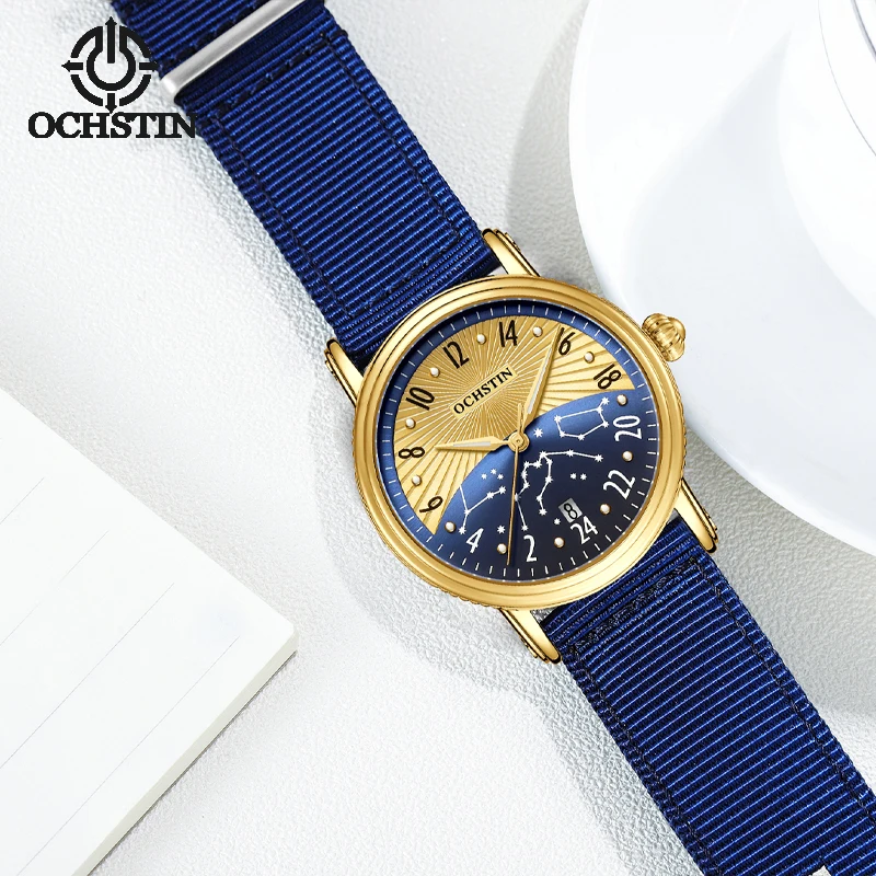 OCHSTIN Automatic Mechanical Movement Wristwatch Men Nylon Strap Mineral Hardened Glass Watches Man Waterproof Classic Watch