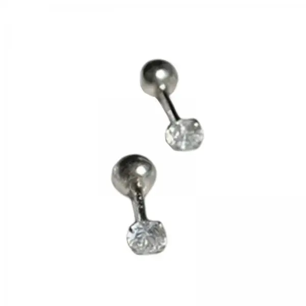 Stylish Zircon Stud Earrings Round Double Wear Barbell Helix Tragus Cartilage for Women Girls Event Ready