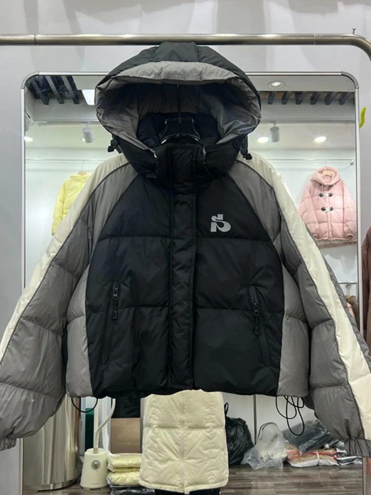 

Korean version loose and thick white duck down bread jacket winter new women's short style hooded down jacket trendy