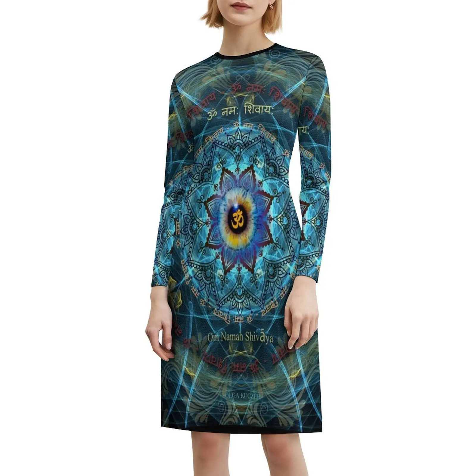 "أوم ناما شيفايا" تعويذة-الهوية الحقيقية-فستان عطلةك المثير للنساء فستان قصير لحفلات الشاطئ وأعياد الميلاد الهندوسية Om Nama