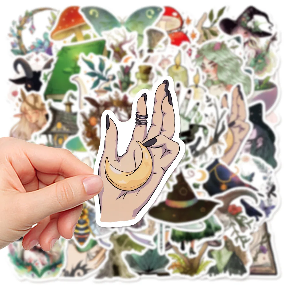 10/30/50PCS Green Forest Witch Cartoon Sticker DIY Phone Laptop Luggage Skateboard Graffiti Decals Fun for Kid Toy