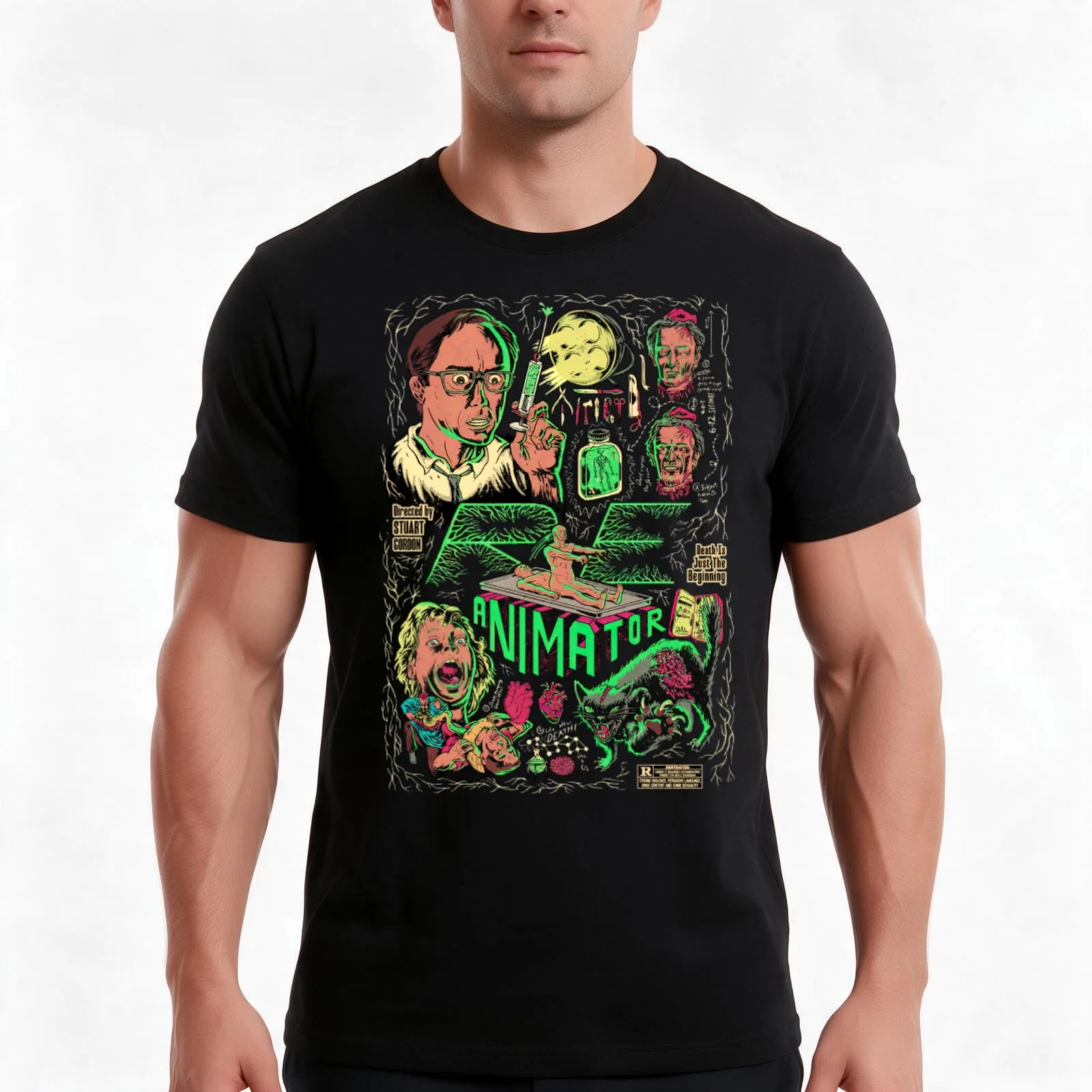 Re-Animator Herbert West T-Shirt Summer Casual Cotton Tee Oversized Streetwear Tops Vintage Graphic Print Unisex Men Women