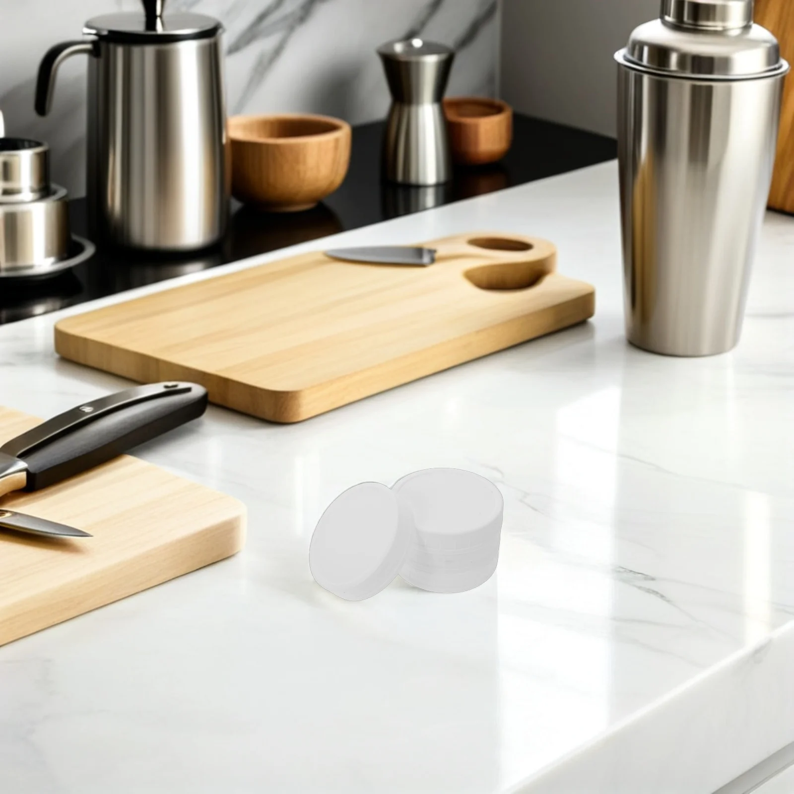 

12pcs Plastic Mason Jar Lids White 86Mm Wide Mouth Reusable Sealing Caps For Canning Storage Airtight Leakproof Replacement Tops